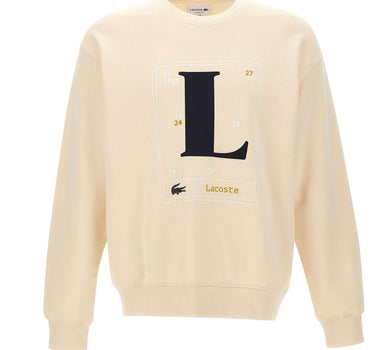 LACOSTE Felpa in cotone con stampa WHITE Uomo 