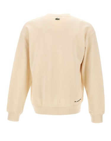 LACOSTE Felpa in cotone con stampa WHITE Uomo 