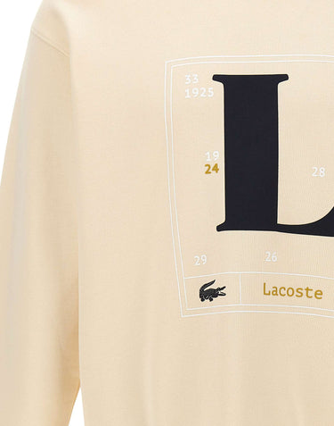 LACOSTE Felpa in cotone con stampa WHITE Uomo 