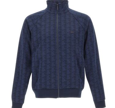 LACOSTE Felpa monogramma con zip BLUE Uomo 