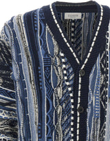 LANEUS Cardigan boxy in jacquard BLUE Uomo 