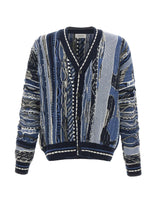 LANEUS Cardigan boxy in jacquard BLUE Uomo 