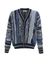 LANEUS Cardigan boxy in jacquard BLUE Uomo 