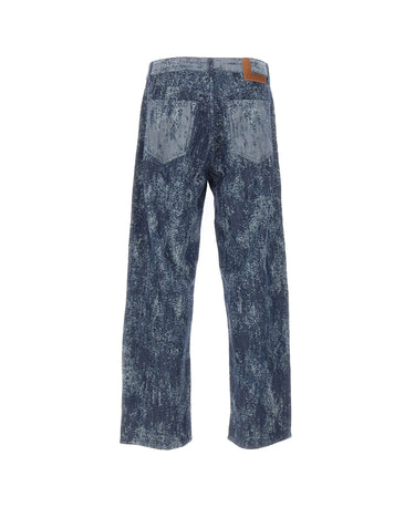 LANEUS Jeans con trama a contrasto BLUE Uomo 