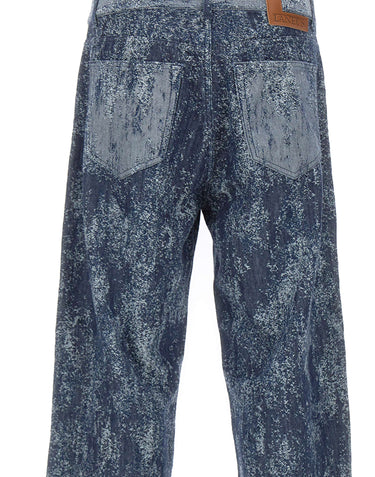 LANEUS Jeans con trama a contrasto BLUE Uomo 