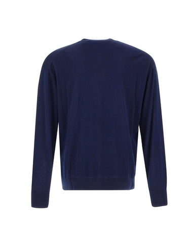 LANEUS Maglia in lana merino BLUE Uomo 