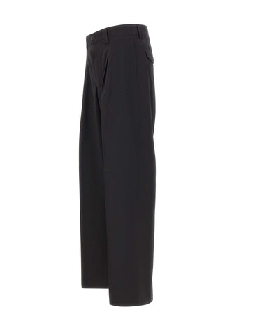 LANEUS Pantaloni larghi in lana BLACK Uomo 