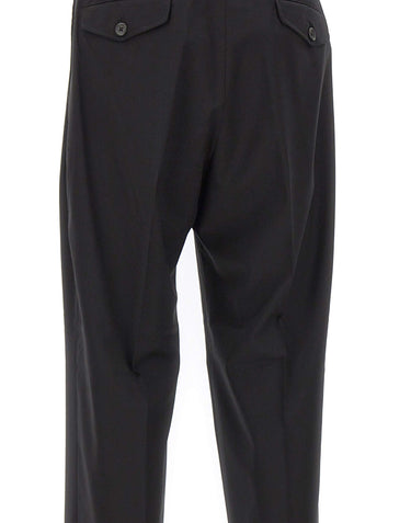 LANEUS Pantaloni larghi in lana BLACK Uomo 