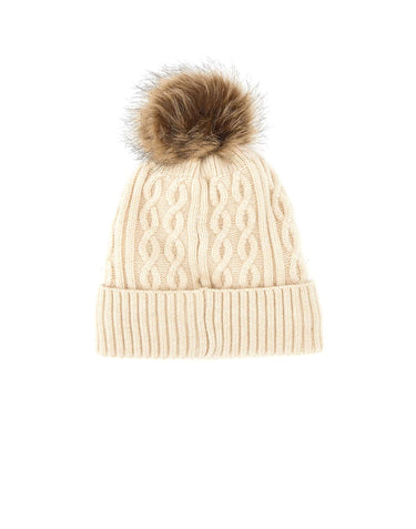 LIU-JO Cappello in maglia con pompon WHITE Donna 