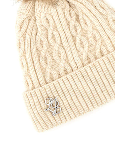 LIU-JO Cappello in maglia con pompon WHITE Donna 