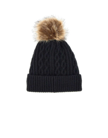 LIU-JO Cappello in maglia con pompon BLACK Donna 