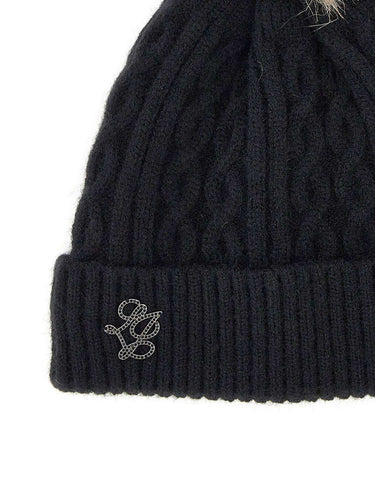 LIU-JO Cappello in maglia con pompon BLACK Donna 
