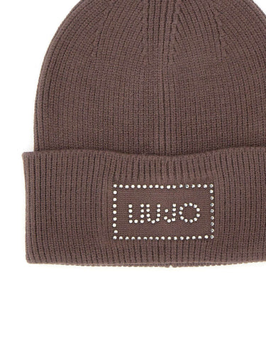 LIU-JO Berretto con logo di strass BROWN Donna 