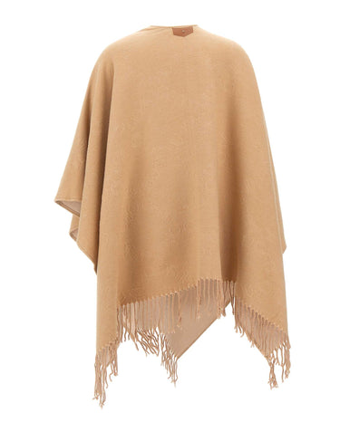 LIU-JO Poncho con logo embossed BROWN Donna 