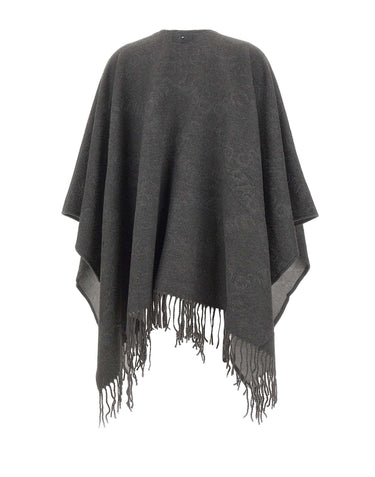 LIU-JO Poncho con logo embossed GREY Donna 