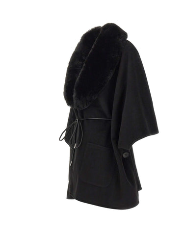 LIU-JO Poncho in eco montone BLACK Donna 