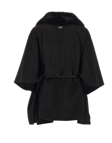 LIU-JO Poncho in eco montone BLACK Donna 