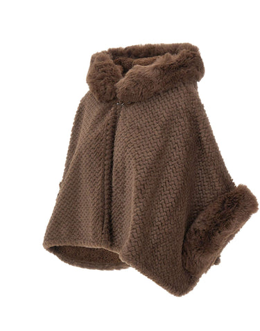 LIU-JO Poncho con cappuccio BROWN Donna 