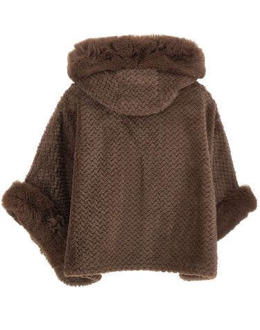 LIU-JO Poncho con cappuccio BROWN Donna 