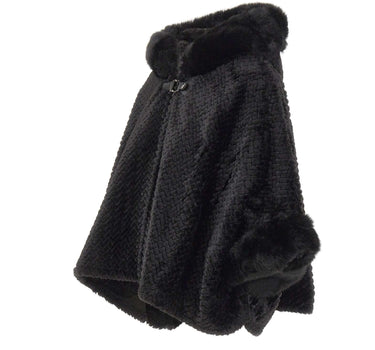LIU-JO Poncho con cappuccio BLACK Donna 