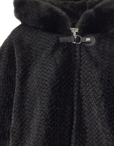 LIU-JO Poncho con cappuccio BLACK Donna 