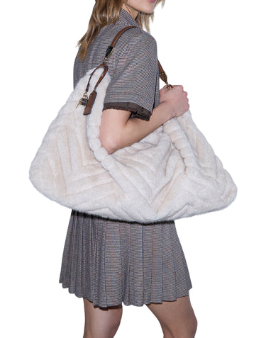 LIU-JO Borsa a spalla grande in ecopelliccia BEIGE Donna 