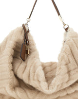 LIU-JO Borsa a spalla grande in ecopelliccia BEIGE Donna 
