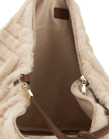 LIU-JO Borsa a spalla grande in ecopelliccia BEIGE Donna 