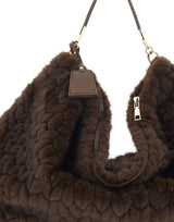 LIU-JO Borsa a spalla grande in ecopelliccia BROWN Donna 