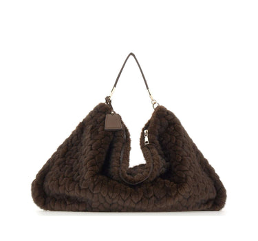 LIU-JO Borsa a spalla grande in ecopelliccia BROWN Donna 