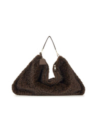 LIU-JO Borsa a spalla grande in ecopelliccia BROWN Donna 