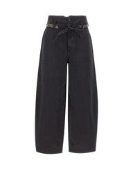 LIU-JO Jeansi balloon con cintura ricamata BLACK Donna 