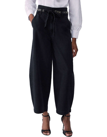 LIU-JO Jeansi balloon con cintura ricamata BLACK Donna 