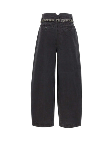 LIU-JO Jeansi balloon con cintura ricamata BLACK Donna 
