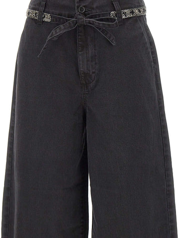 LIU-JO Jeansi balloon con cintura ricamata BLACK Donna 