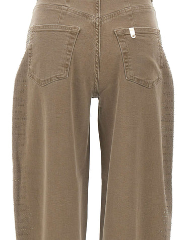 LIU-JO Jeans balloon con strass BROWN Donna 