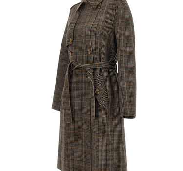 LIU-JO Cappotto in lana principe di Galles BROWN Donna 