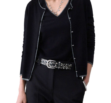 LIU-JO Cardigan con profili in lurex BLACK Donna 