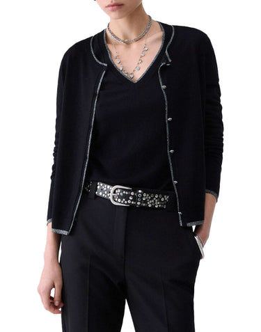 LIU-JO Cardigan con profili in lurex BLACK Donna 