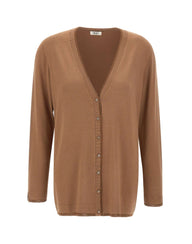 LIU-JO Cardigan con scollo a V e profili in lurex BROWN Donna 