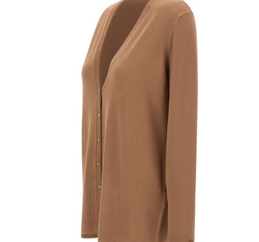 LIU-JO Cardigan con scollo a V e profili in lurex BROWN Donna 