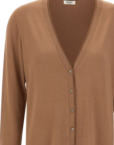 LIU-JO Cardigan con scollo a V e profili in lurex BROWN Donna 