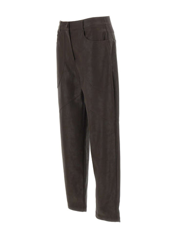 LIU-JO Pantaloni baggy in tessuto spalmato BROWN Donna 