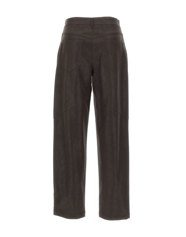 LIU-JO Pantaloni baggy in tessuto spalmato BROWN Donna 