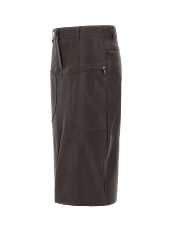 LIU-JO Gonna midi in tessuto spalmato BROWN Donna 