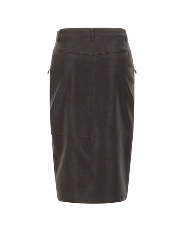 LIU-JO Gonna midi in tessuto spalmato BROWN Donna 