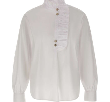 LIU-JO Blusa in popeline con rouches WHITE Donna 