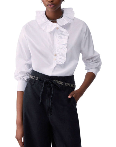 LIU-JO Blusa in popeline con rouches WHITE Donna 