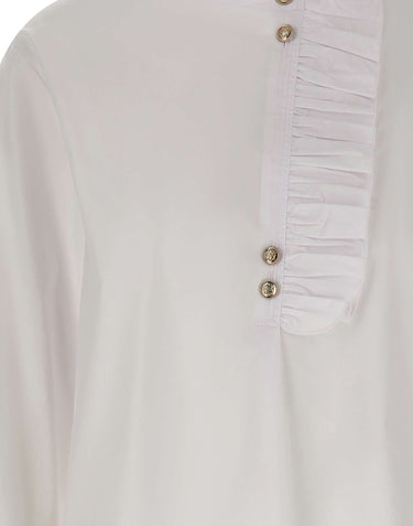 LIU-JO Blusa in popeline con rouches WHITE Donna 