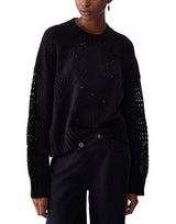 LIU-JO Maglia con trafortature e strass BLACK Donna 